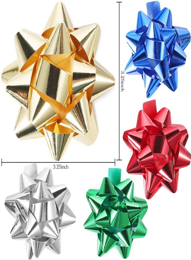 Extrapins 75pcs Metallic Christmas Bows - Assorted Self-Adhesive Wrap Bows for Gifts & Wreaths - 5 Holiday Colors - Image 2